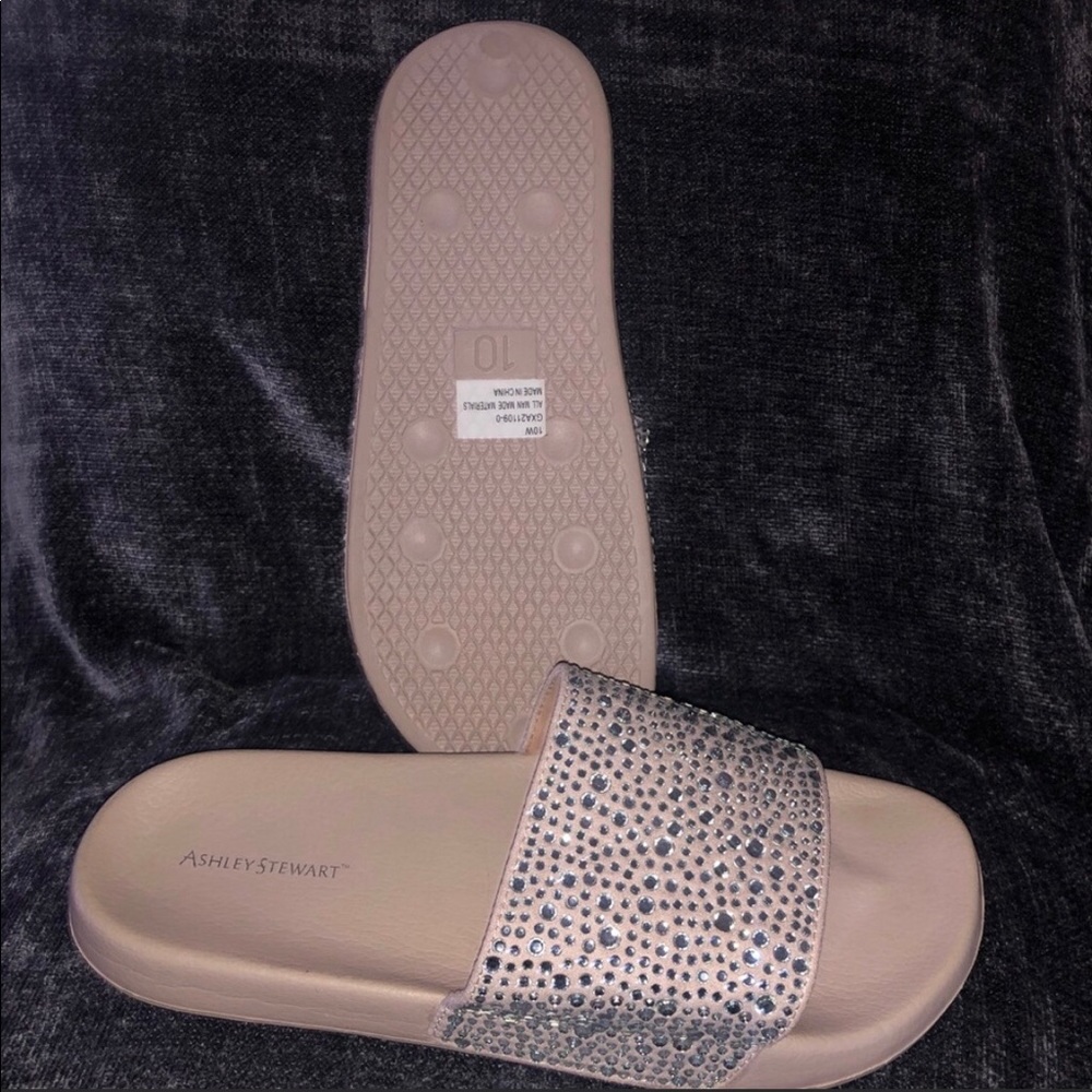 Pink Rhinestone Slides (Wide Width)